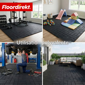 Dalle amortissante | Paving Tile | 50x50 cm 25 mm | Dalle en caoutchouc aspect pavé | Terrasse, jardin & extérieur