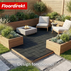 Dalle amortissante | Paving Tile | 50x50 cm 25 mm | Dalle en caoutchouc aspect pavé | Terrasse, jardin & extérieur