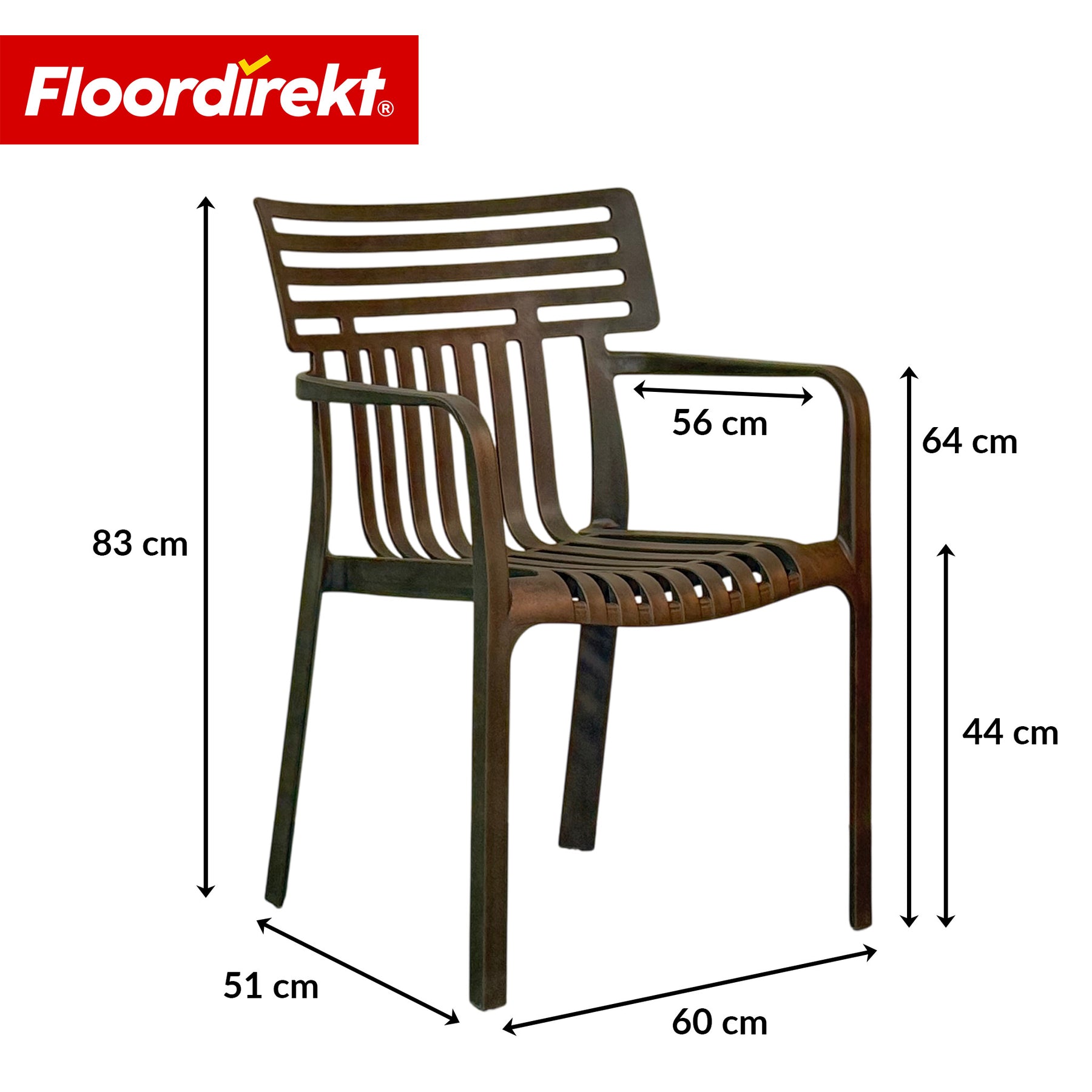 Chaise de jardin | Terrano | Chaise design empilable résistante aux intempéries & aux UV pour jardin, balcon & terrasse