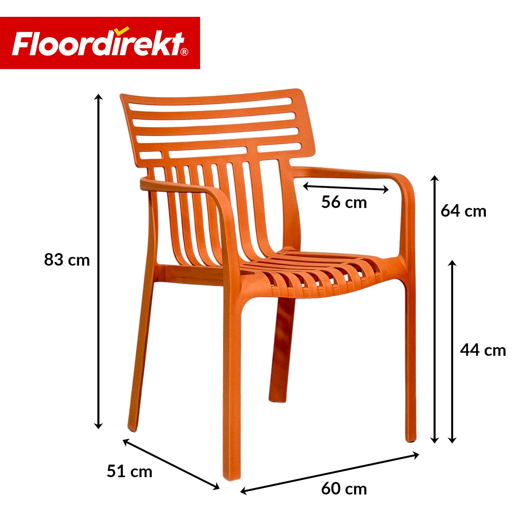 Chaise de jardin | Terrano | Chaise design empilable résistante aux intempéries & aux UV pour jardin, balcon & terrasse