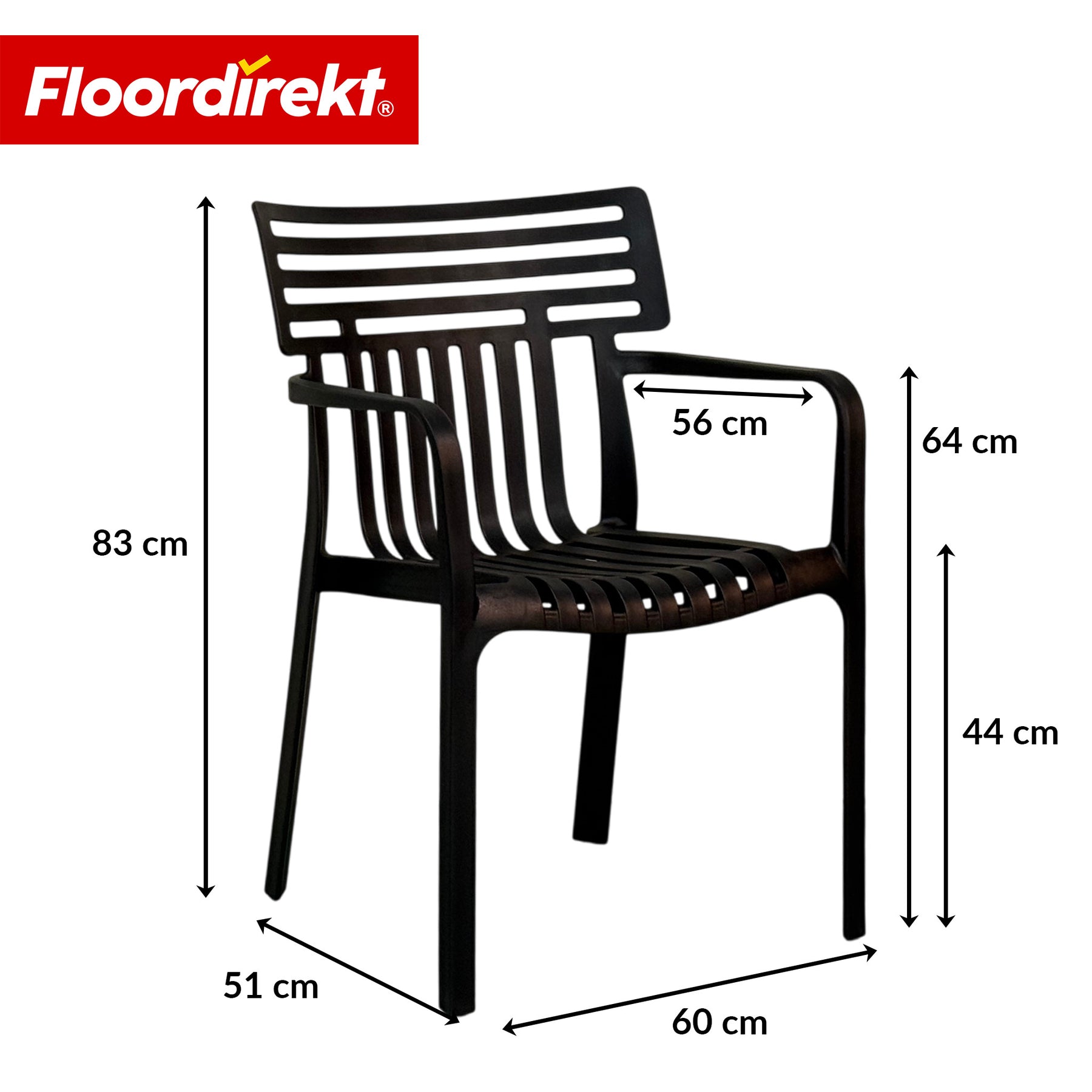 Chaise de jardin | Terrano | Chaise design empilable résistante aux intempéries & aux UV pour jardin, balcon & terrasse