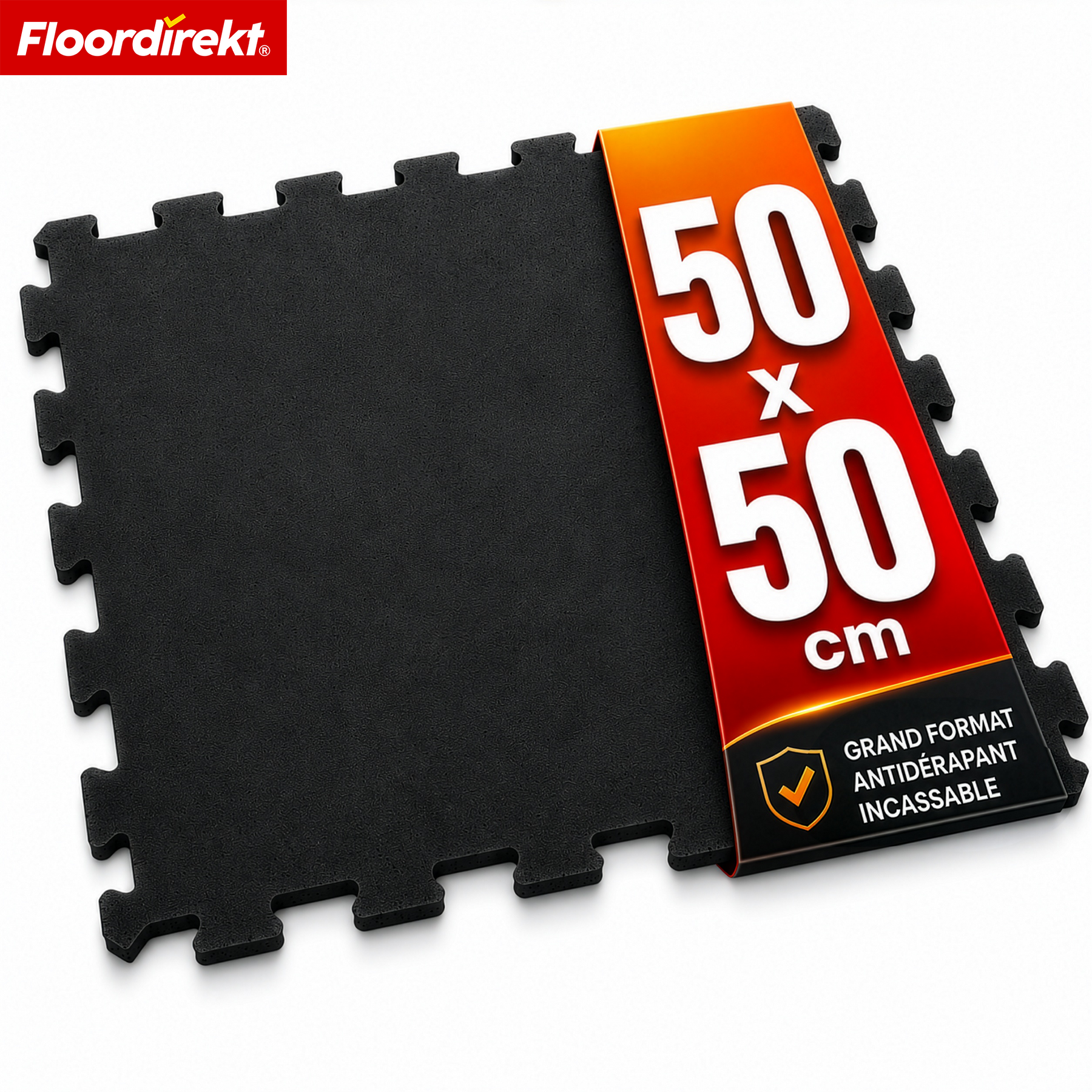 Tapis emboîtable en caoutchouc | Tapis de protection de sol robuste pour appareils de fitness & espaces de travail | 50 x 50 cm