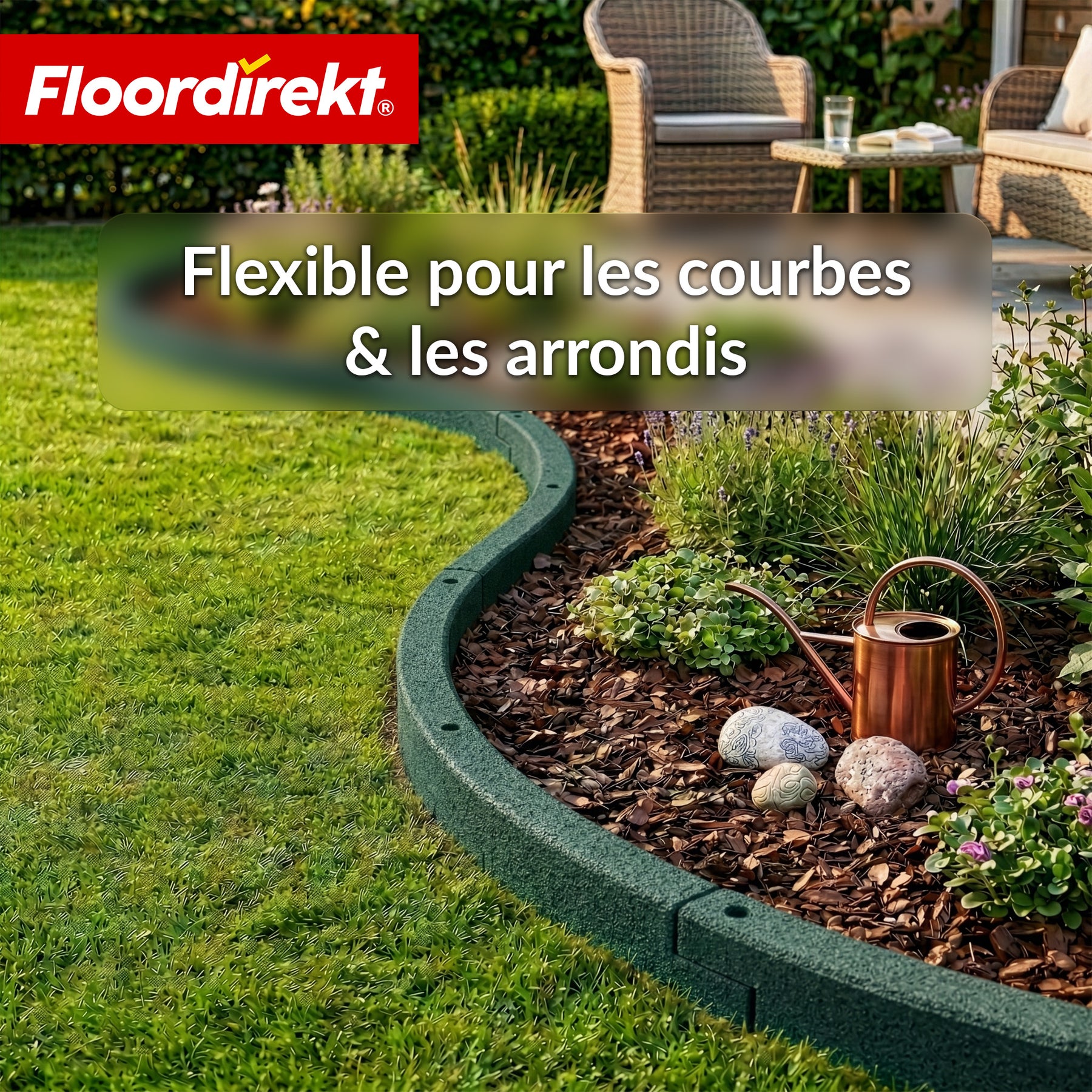 Bordure de jardin en caoutchouc | Bordure de pelouse flexible & bordure de parterre en caoutchouc recyclé pour jardin, allées & terrasse