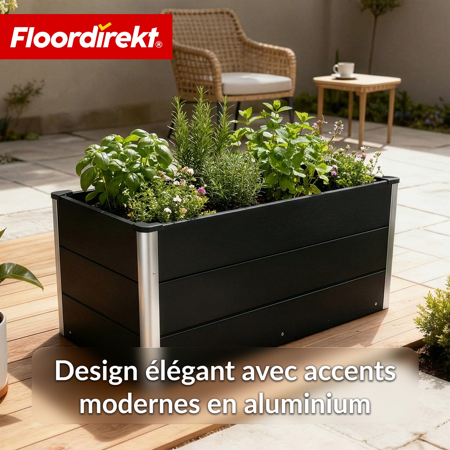 Bac surélevé en WPC | Paros | Anthracite | Résistant aux intempéries & durable | Pour jardin & terrasse | Plusieurs dimensions