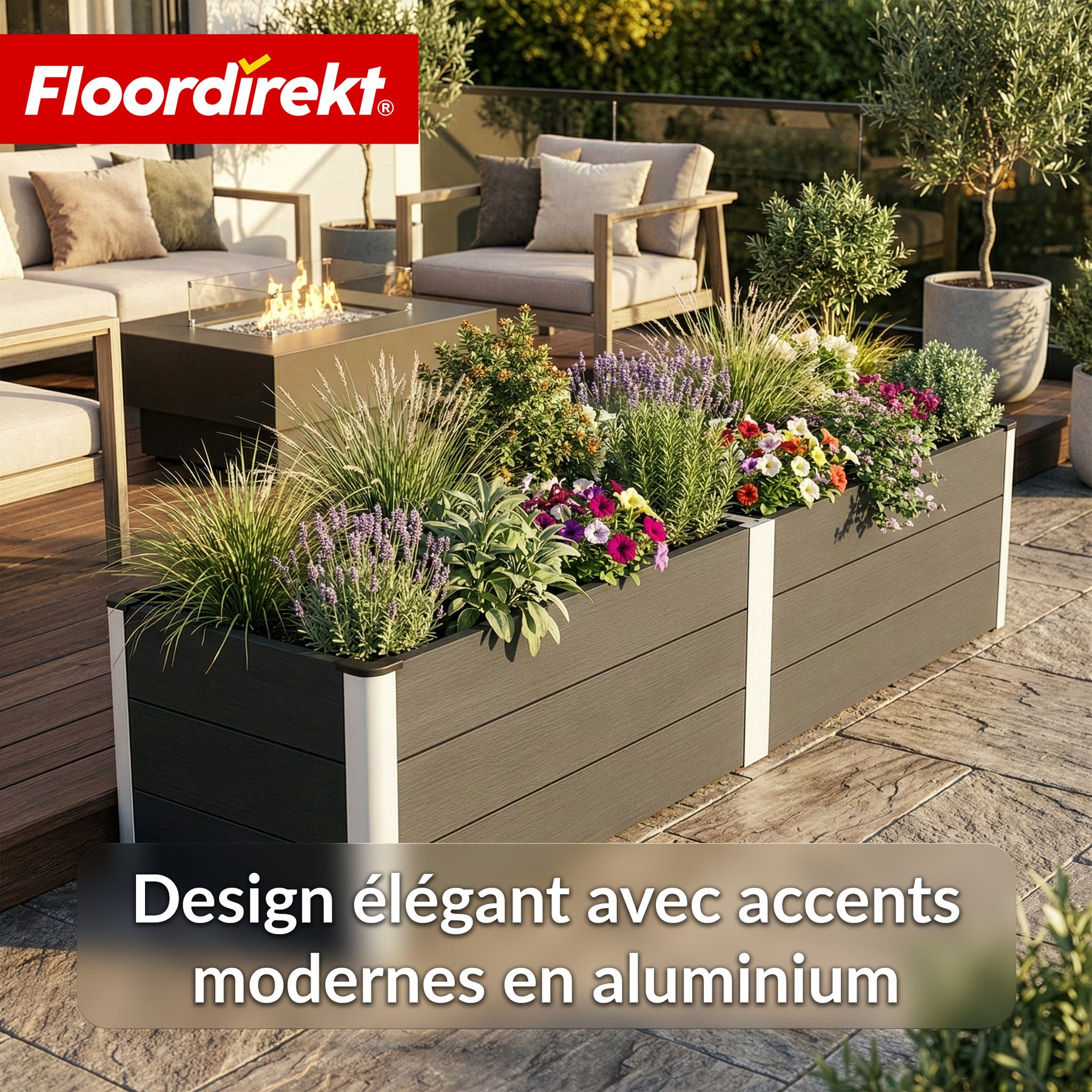 Bac surélevé en WPC | Paros | Anthracite | Résistant aux intempéries & durable | Pour jardin & terrasse | Plusieurs dimensions