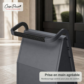 Porte-bûches | Paolo | Rangement à bois mobile avec 2 roues & poignée rembourrée | 43 × 56 × 116 cm
