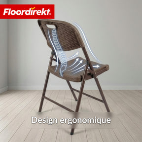 Chaise pliante lot de 2 | Niigata | Chaise de jardin pliante marron aspect rotin