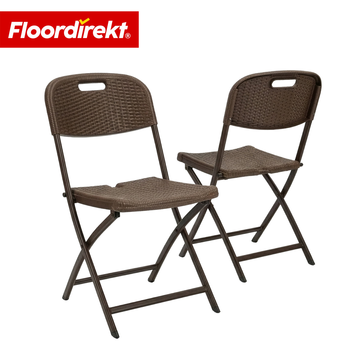 Chaise pliante lot de 2 | Niigata | Chaise de jardin pliante marron aspect rotin