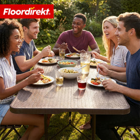 Table pliante | Miyako | Table de jardin résistante aux intempéries 183 × 75 cm | Pliable avec poignée de transport pour jardin, terrasse & événements