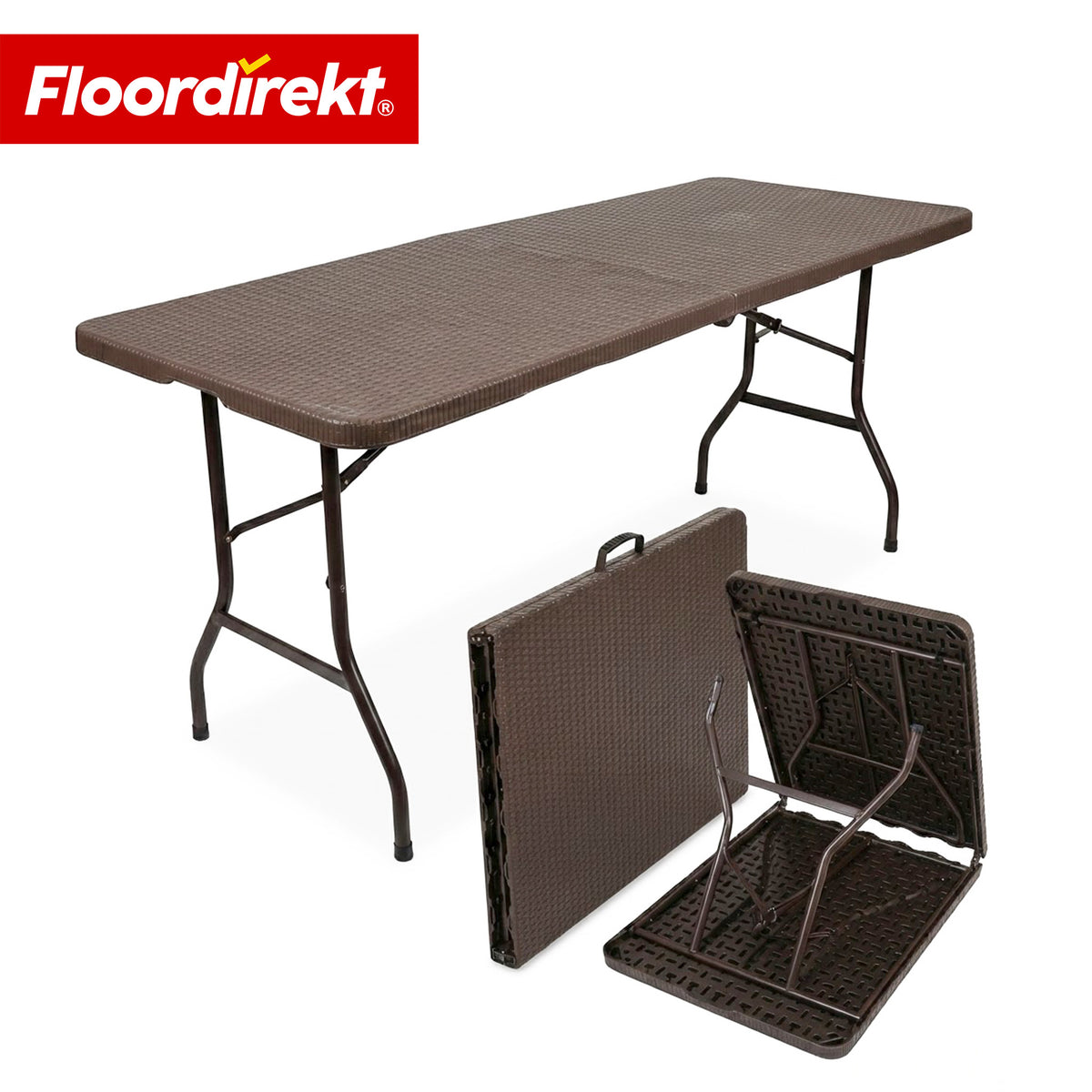 Table pliante | Miyako | Table de jardin résistante aux intempéries 183 × 75 cm | Pliable avec poignée de transport pour jardin, terrasse & événements