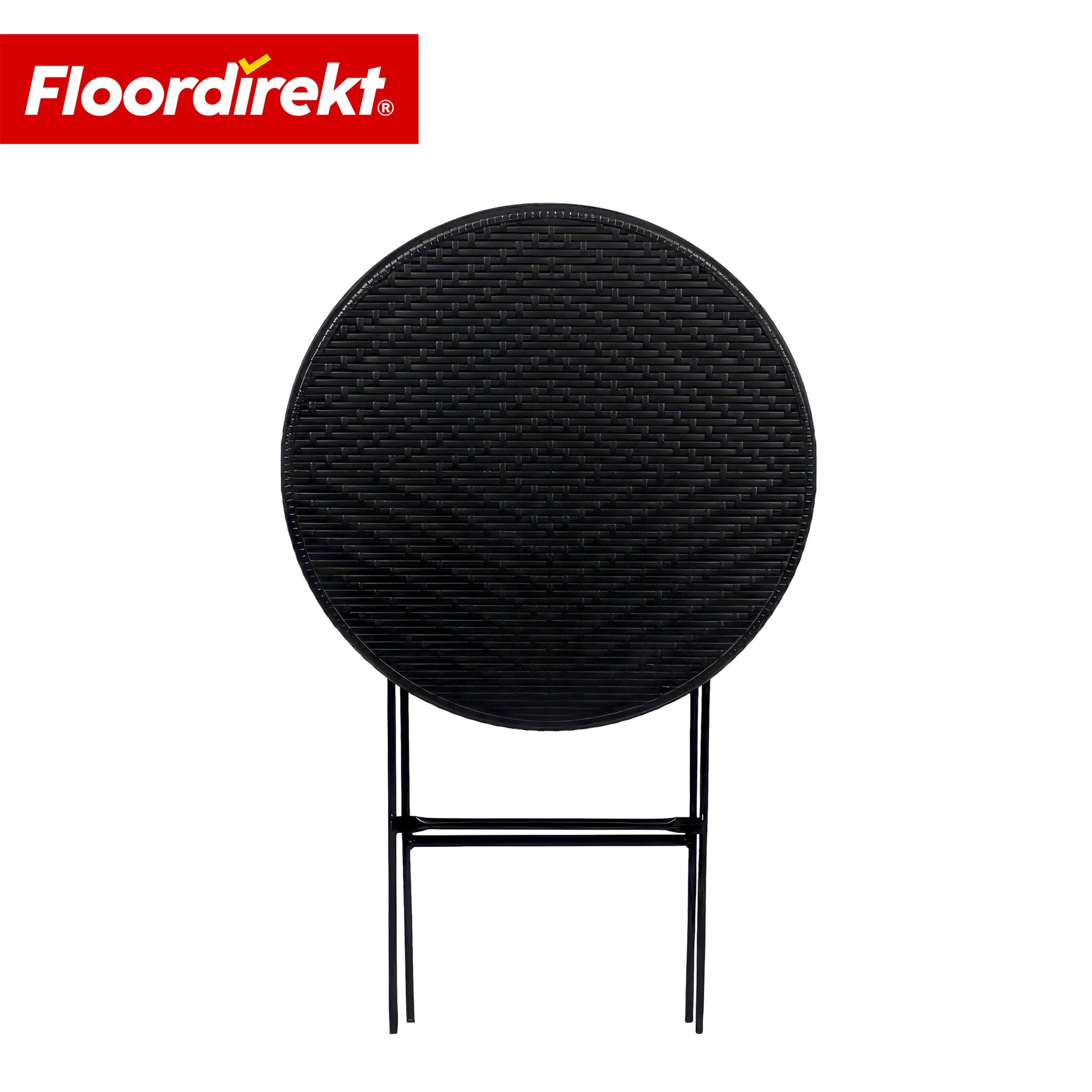 Table pliante | Toyama | Table de jardin ronde et pliante en aspect rotin, noire | Ø 60 cm
