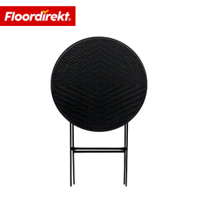 Table pliante | Toyama | Table de jardin ronde et pliante en aspect rotin, noire | Ø 60 cm