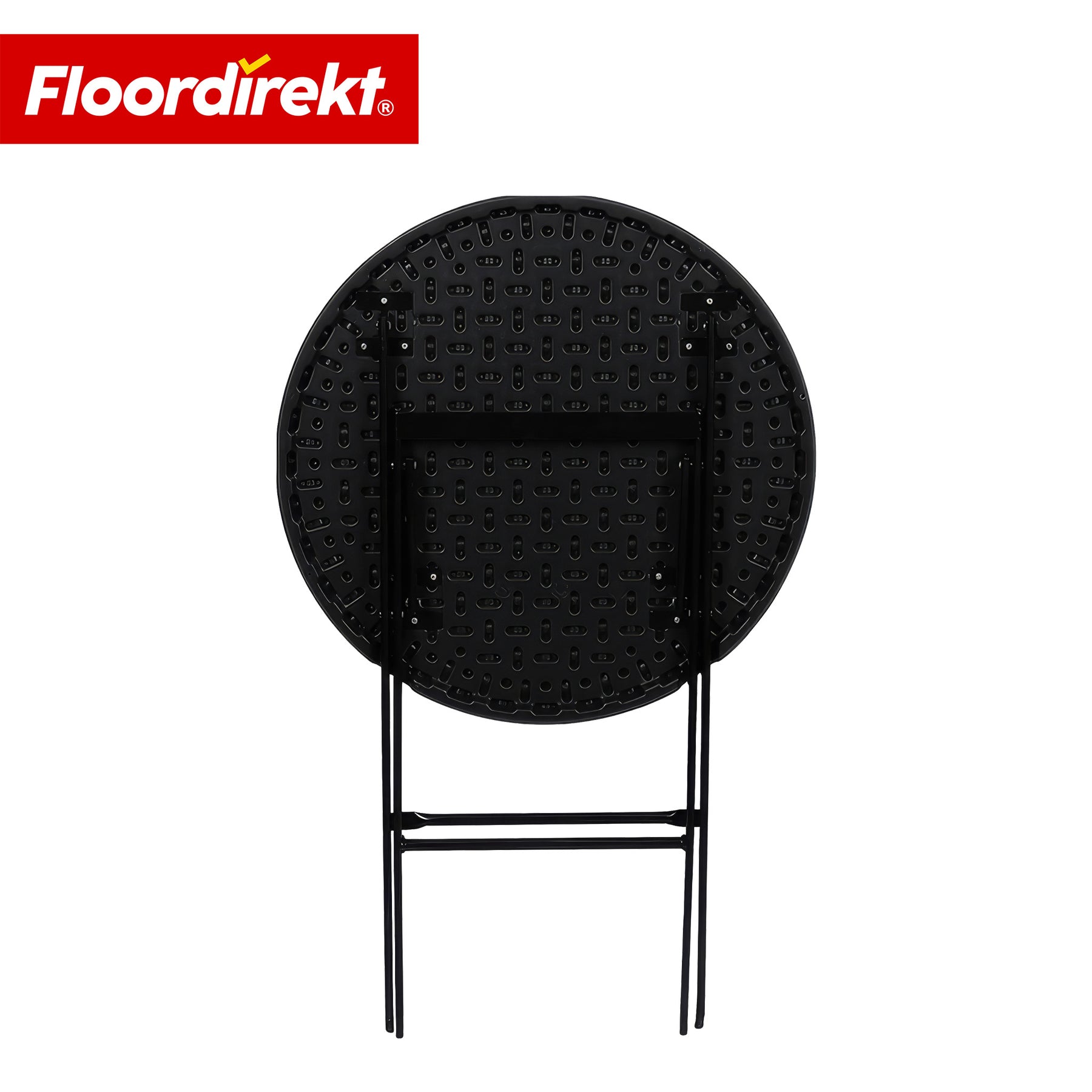 Table pliante | Toyama | Table de jardin ronde et pliante en aspect rotin, noire | Ø 60 cm