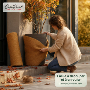 Natte en coco 100 × 1000 cm | Rouleau de 10 m en 100 % fibre de coco | 10 mm d’épaisseur