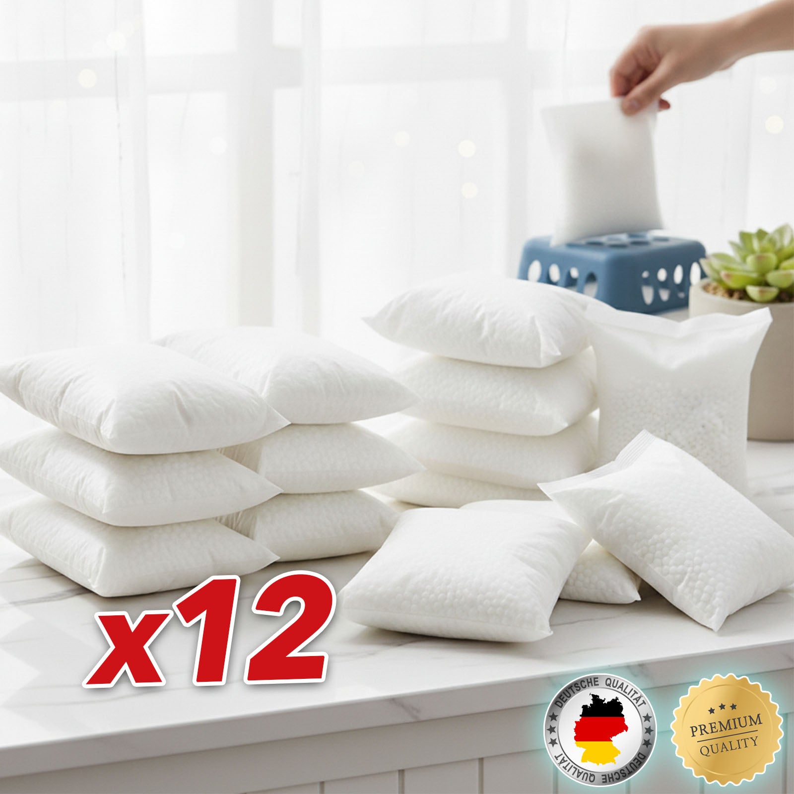 Recharge pour déshumidificateur, lot de 12 | Habo | Sachets de recharge pour déshumidificateur d'intérieur pour cave, salle de bain, pièces à vivre
