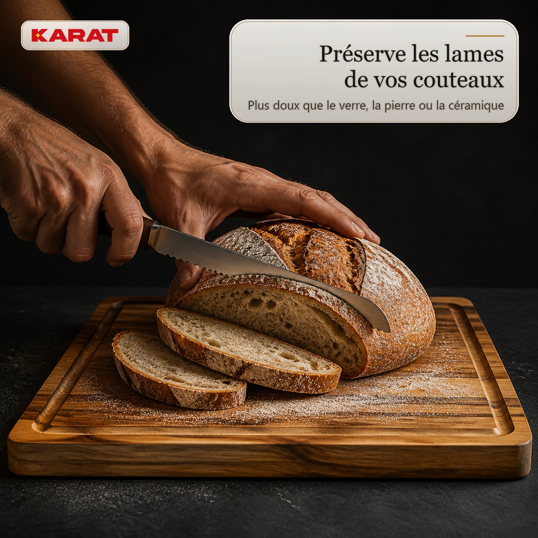 Planche à découper | Maison Teak Edge Grain | Teck massif avec rainure à jus & poignées | 3 tailles