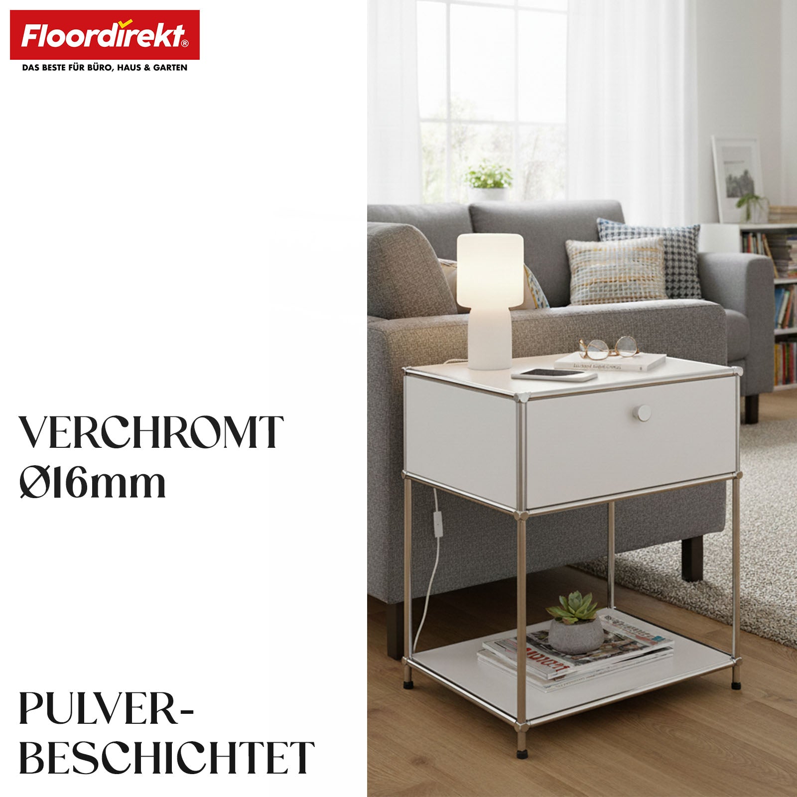 Étagère métallique | Concept Epure MK-139 | Étagère d'appoint et de rangement avec tiroir et tablettes | Disponible en plusieurs couleurs