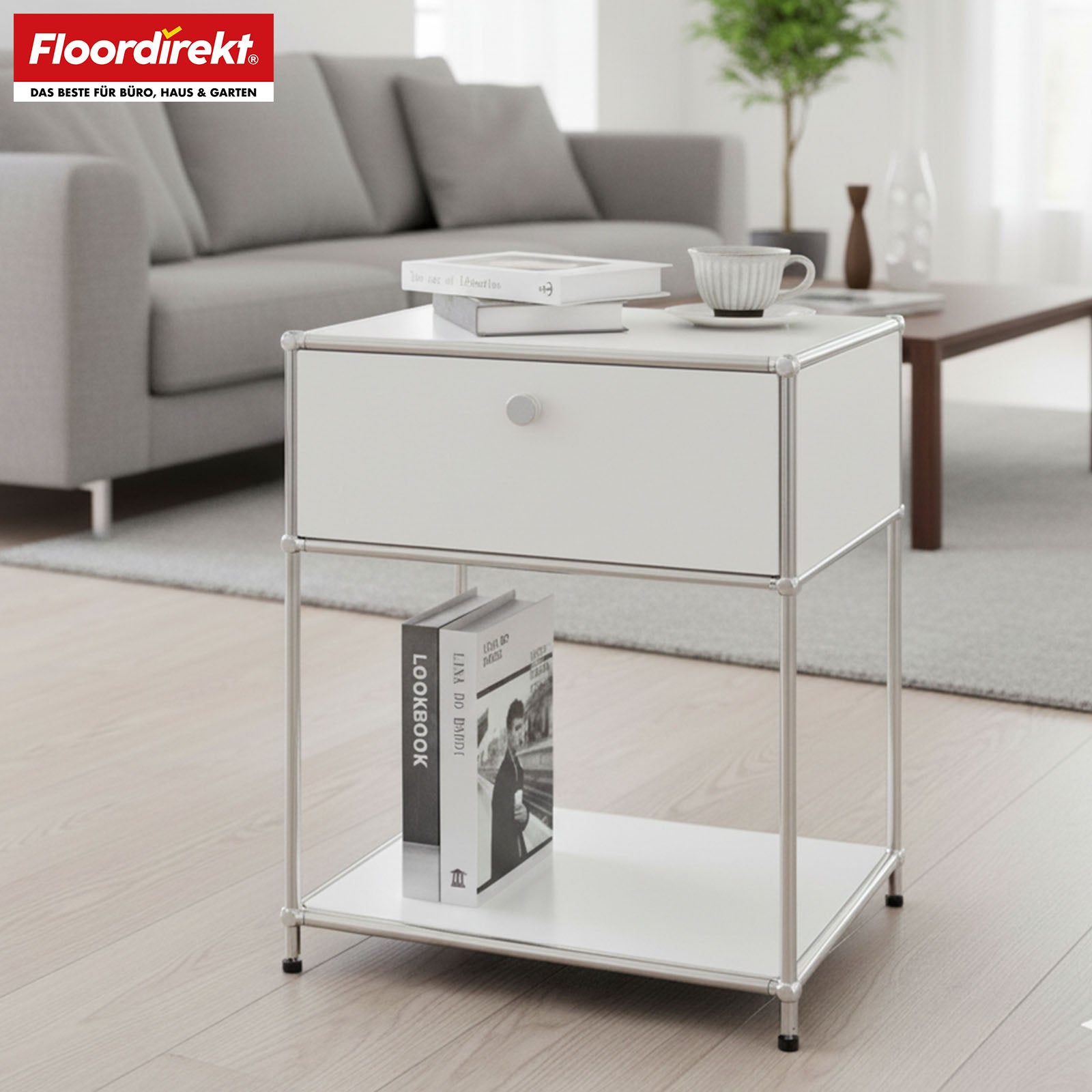 Étagère métallique | Concept Epure MK-139 | Étagère d'appoint et de rangement avec tiroir et tablettes | Disponible en plusieurs couleurs