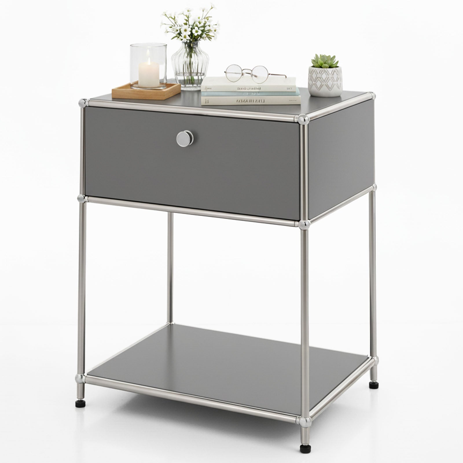 Étagère métallique | Concept Epure MK-139 | Étagère d'appoint et de rangement avec tiroir et tablettes | Disponible en plusieurs couleurs