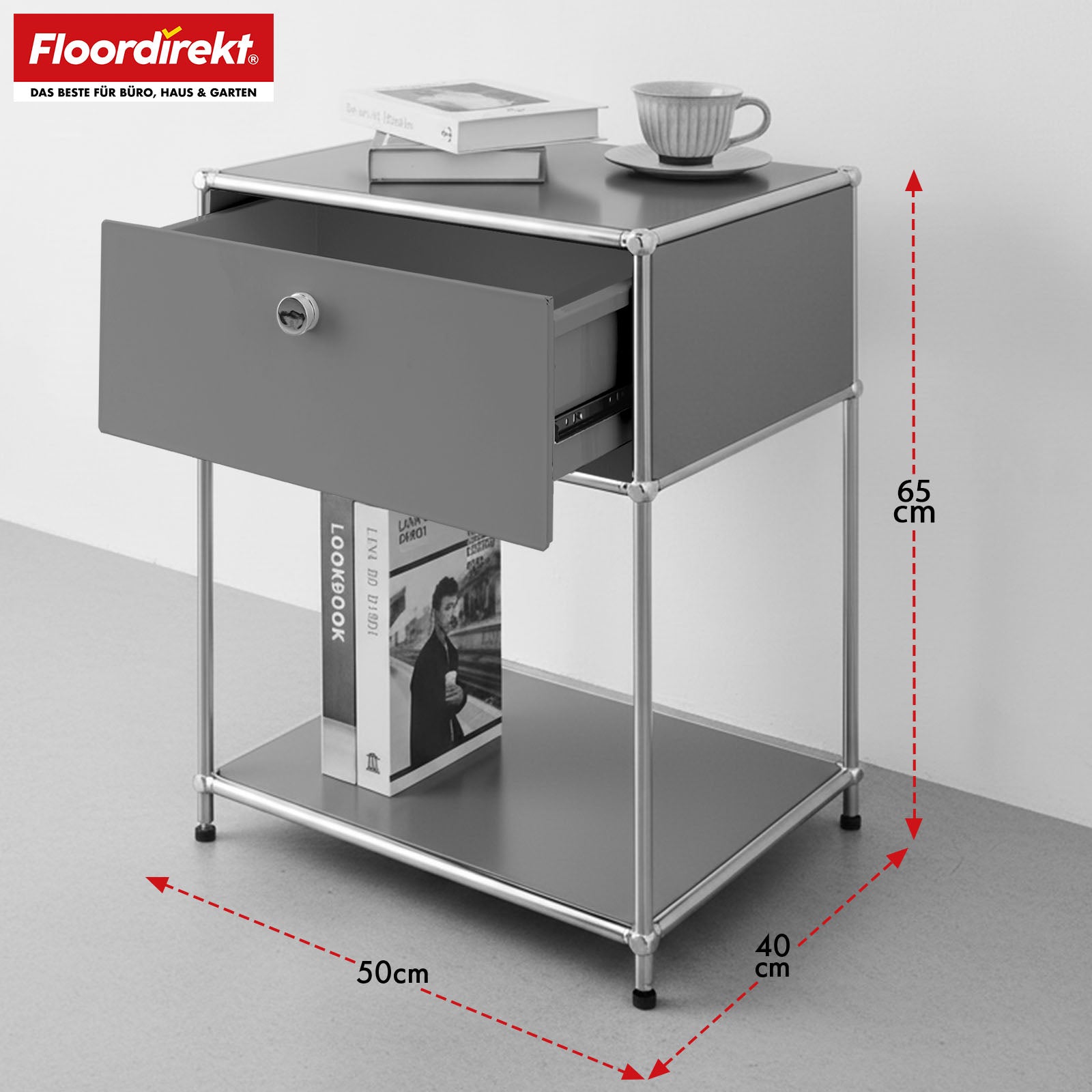 Étagère métallique | Concept Epure MK-139 | Étagère d'appoint et de rangement avec tiroir et tablettes | Disponible en plusieurs couleurs