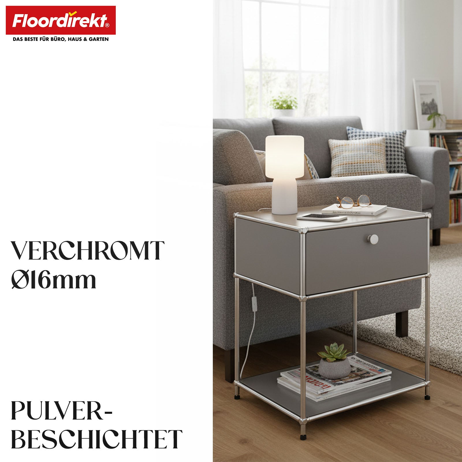 Étagère métallique | Concept Epure MK-139 | Étagère d'appoint et de rangement avec tiroir et tablettes | Disponible en plusieurs couleurs