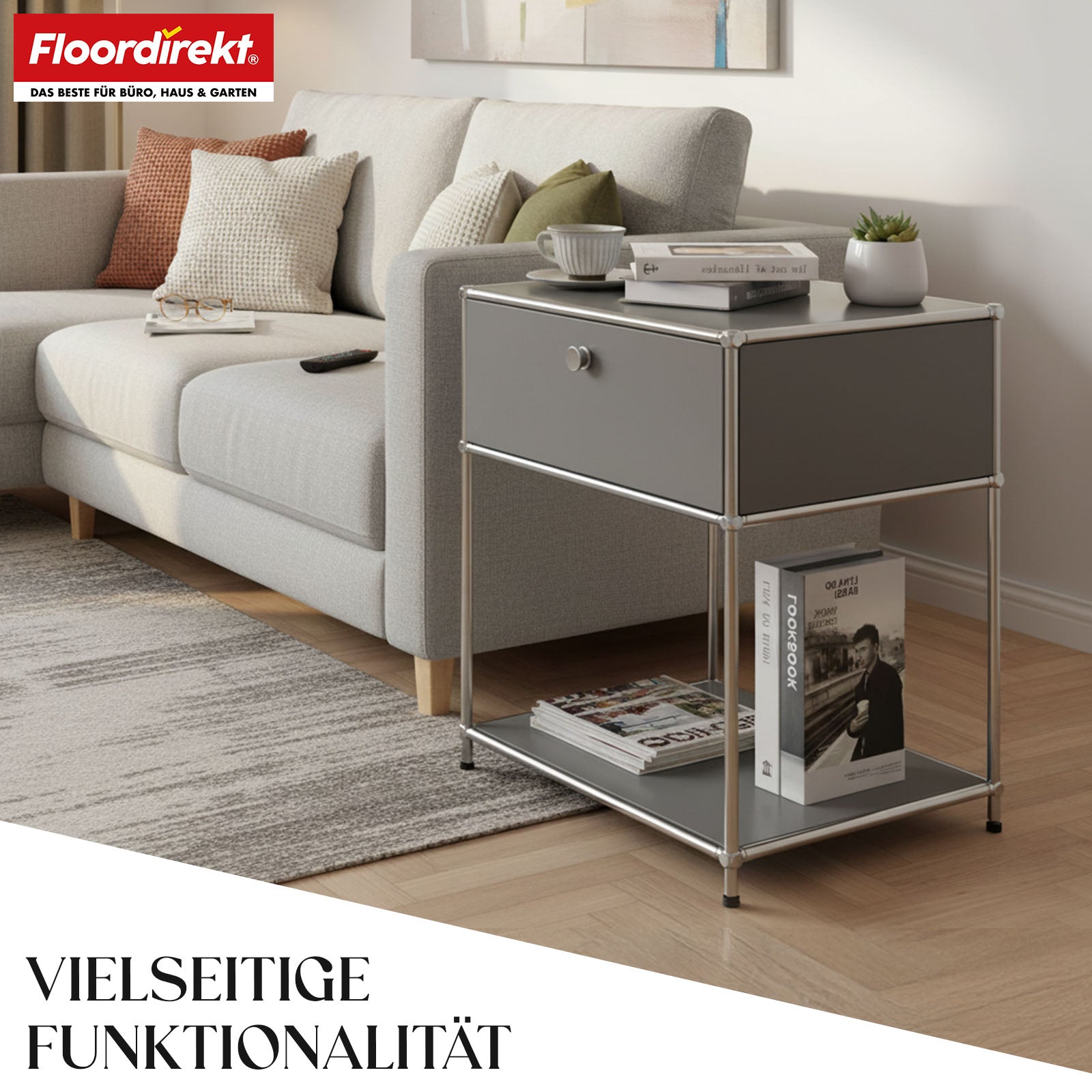 Étagère métallique | Concept Epure MK-139 | Étagère d'appoint et de rangement avec tiroir et tablettes | Disponible en plusieurs couleurs