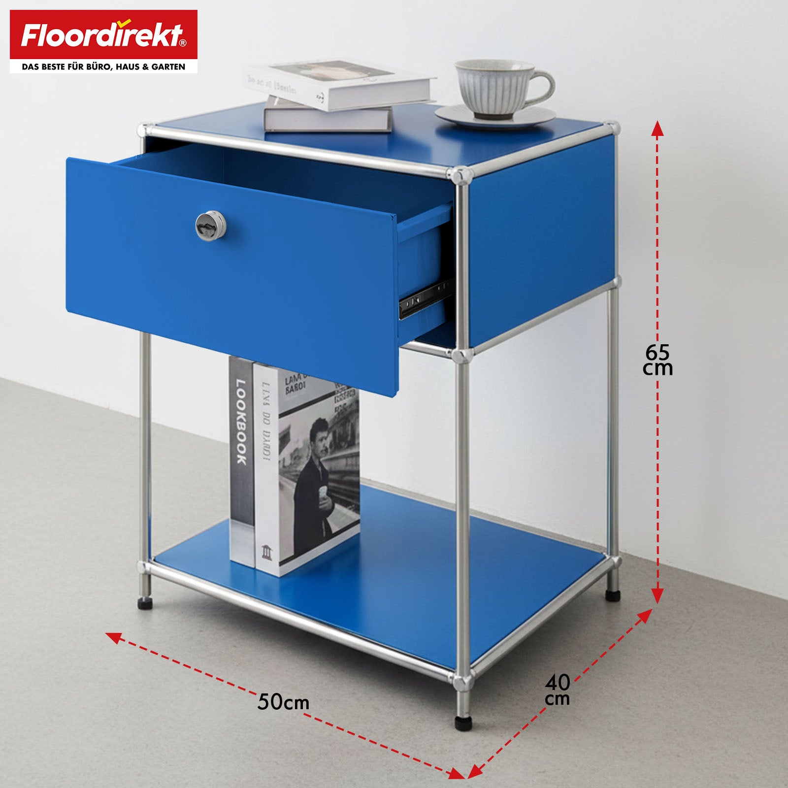 Étagère métallique | Concept Epure MK-139 | Étagère d'appoint et de rangement avec tiroir et tablettes | Disponible en plusieurs couleurs