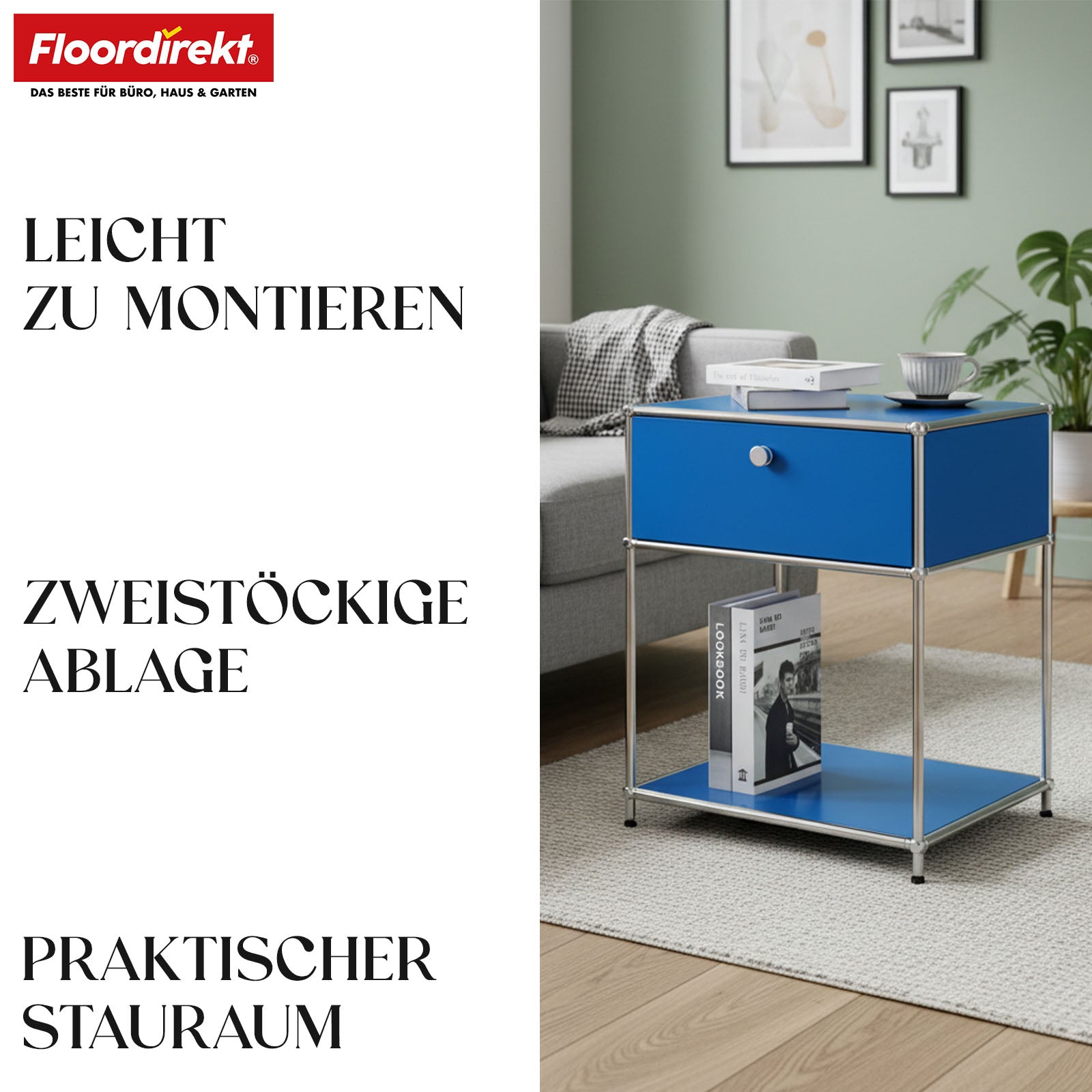 Étagère métallique | Concept Epure MK-139 | Étagère d'appoint et de rangement avec tiroir et tablettes | Disponible en plusieurs couleurs