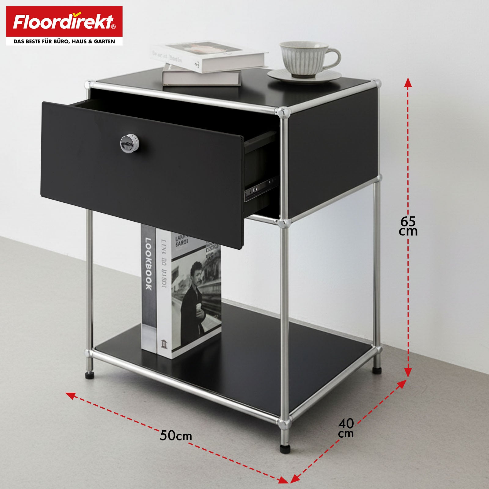 Étagère métallique | Concept Epure MK-139 | Étagère d'appoint et de rangement avec tiroir et tablettes | Disponible en plusieurs couleurs