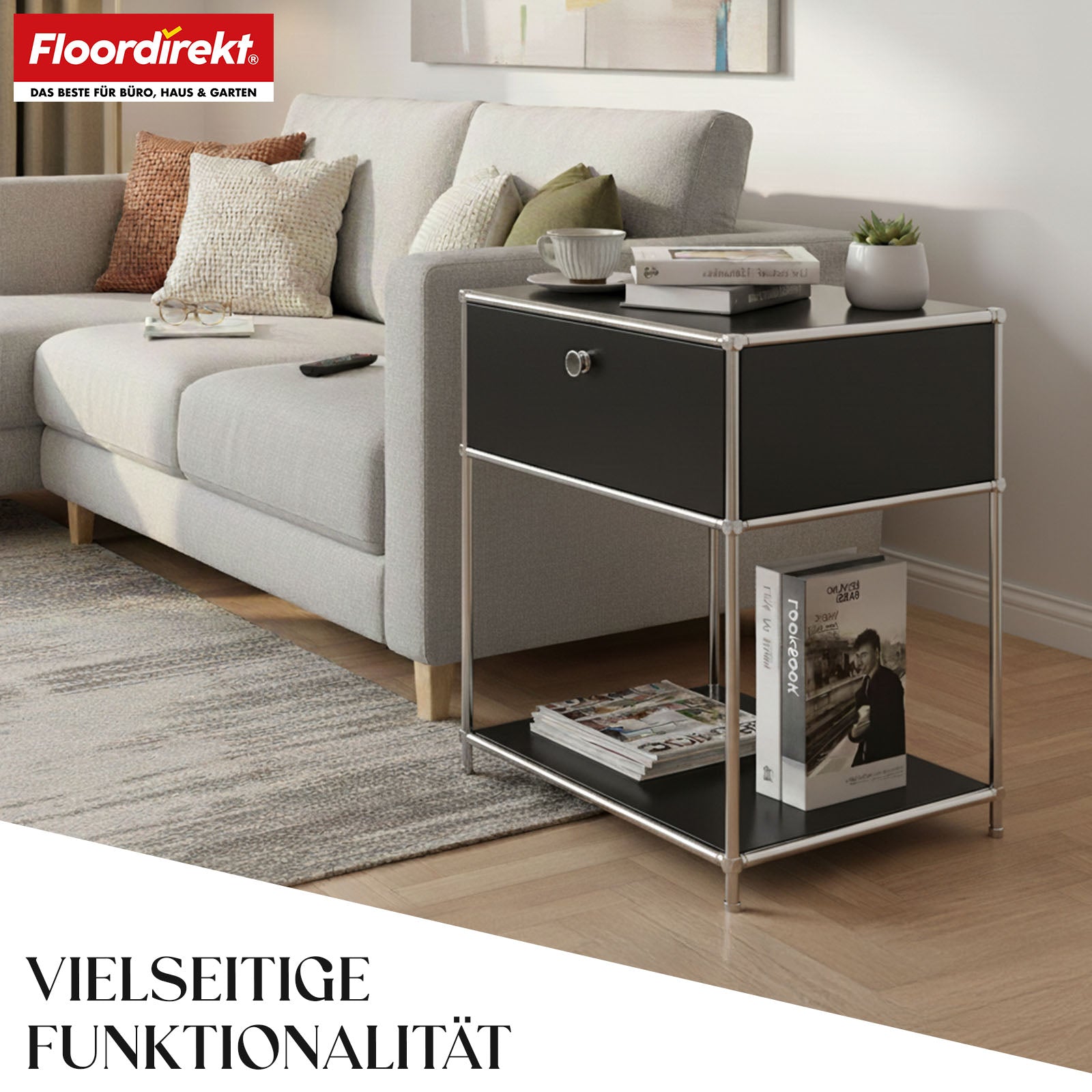 Étagère métallique | Concept Epure MK-139 | Étagère d'appoint et de rangement avec tiroir et tablettes | Disponible en plusieurs couleurs