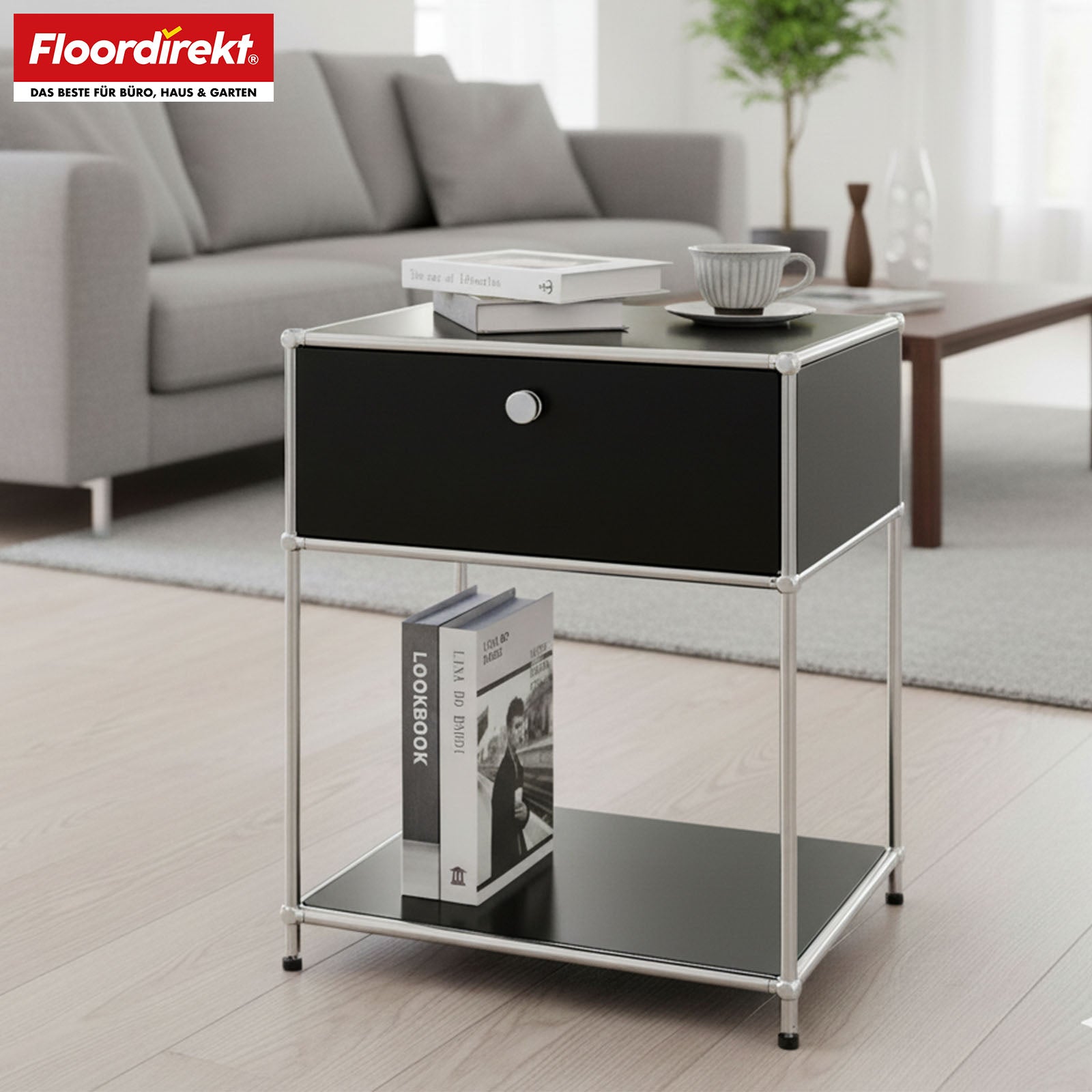 Étagère métallique | Concept Epure MK-139 | Étagère d'appoint et de rangement avec tiroir et tablettes | Disponible en plusieurs couleurs