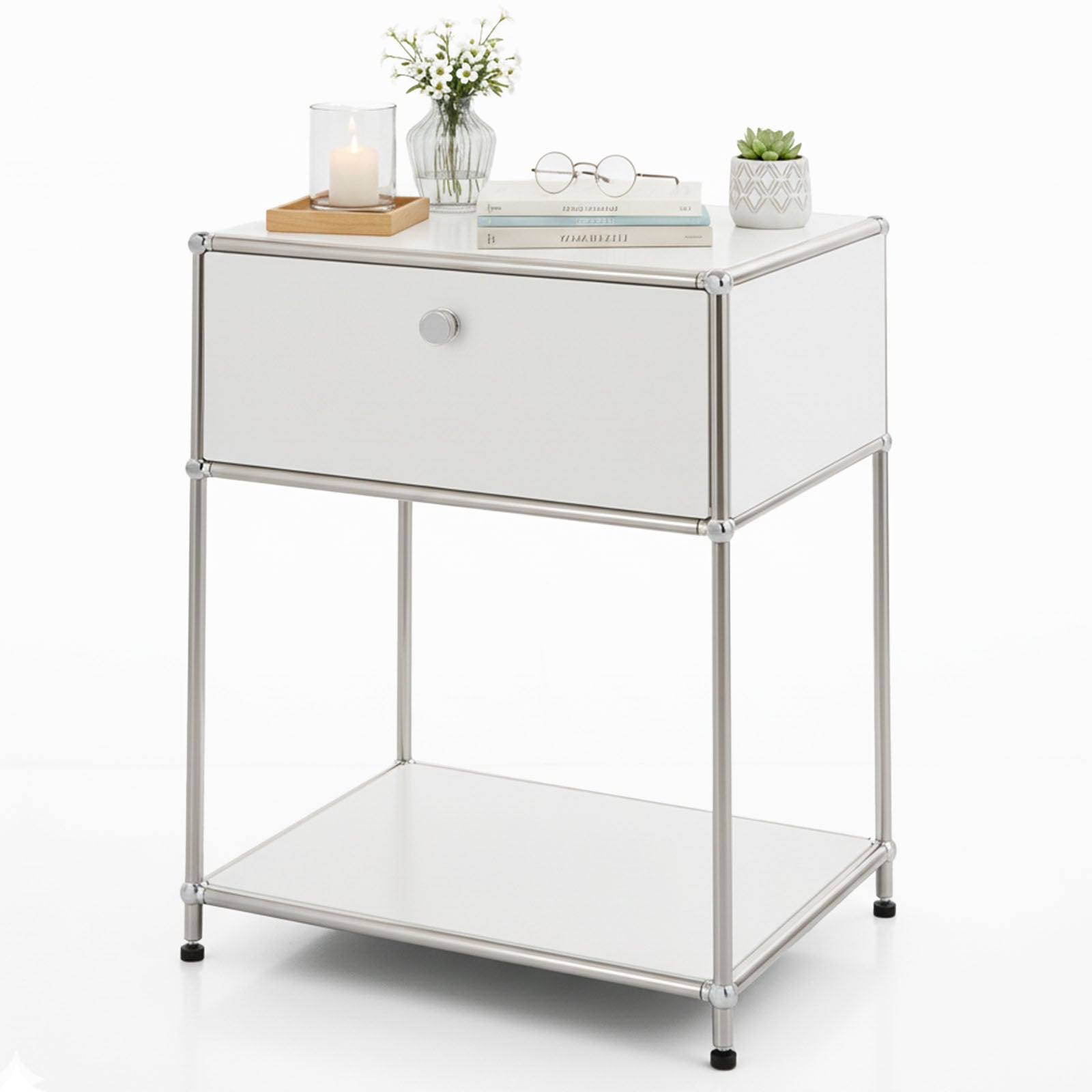 Étagère métallique | Concept Epure MK-139 | Étagère d'appoint et de rangement avec tiroir et tablettes | Disponible en plusieurs couleurs