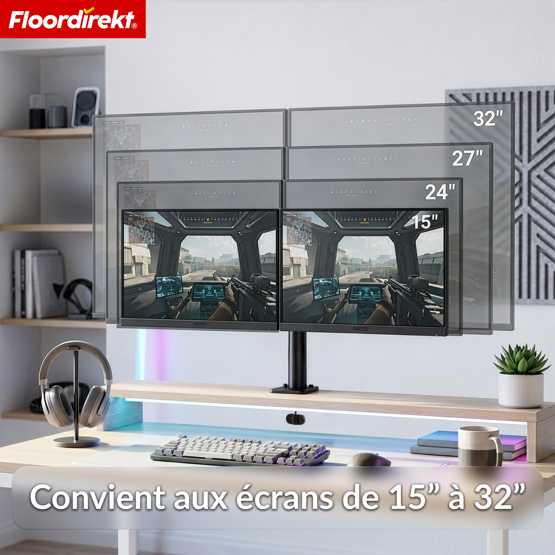Bras de moniteur | Support d’écran réglable et flexible avec pince de bureau pour 1 ou 2 moniteurs
