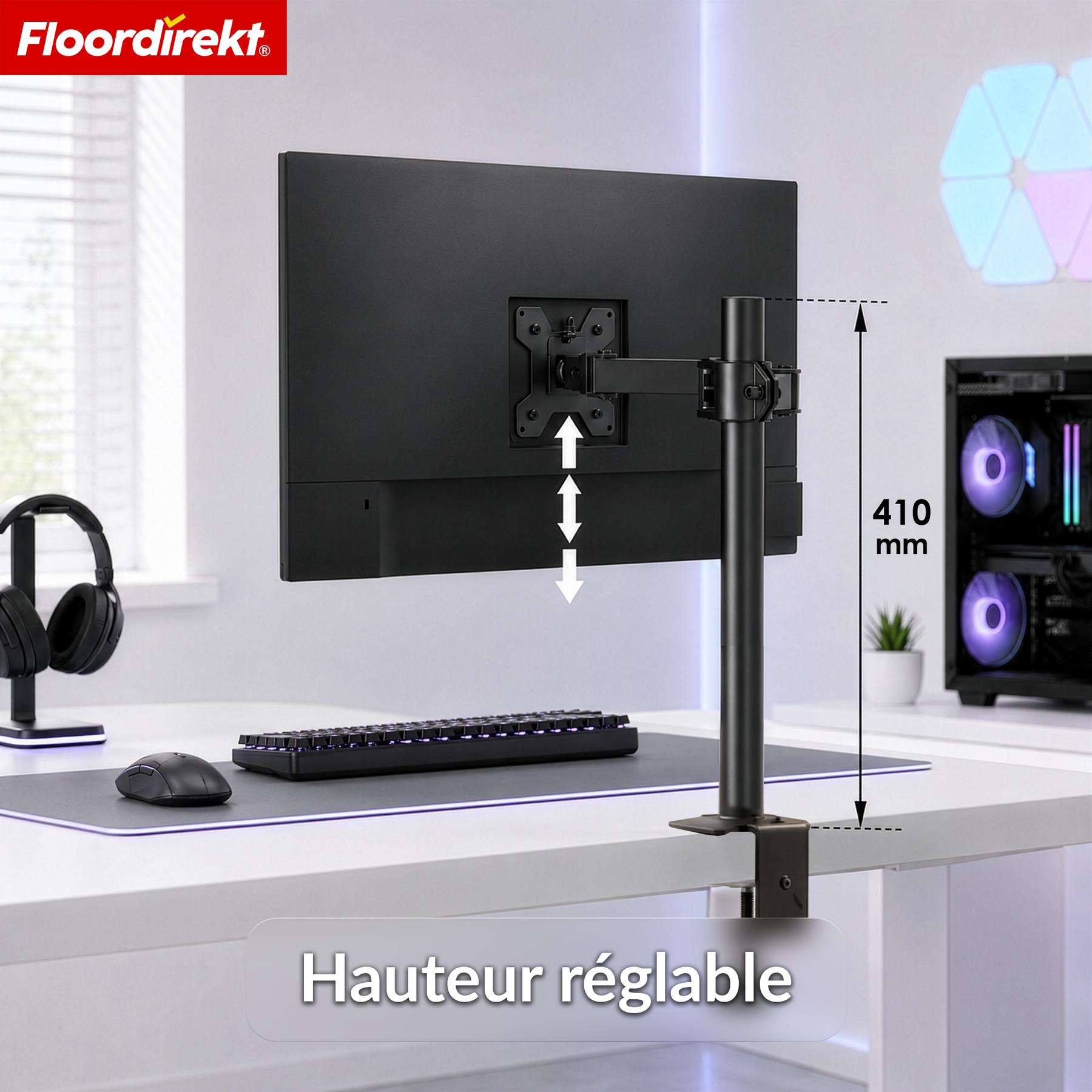 Bras de moniteur | Support d’écran réglable et flexible avec pince de bureau pour 1 ou 2 moniteurs
