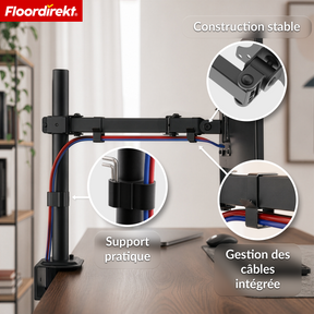 Bras de moniteur | Support d’écran réglable et flexible avec pince de bureau pour 1 ou 2 moniteurs