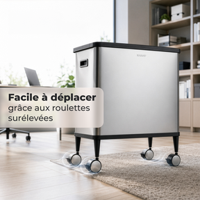 Poubelle | Tyler | Poubelle à capteur en acier inoxydable | Tri des déchets 2 × 24 L | Roulettes avec freins