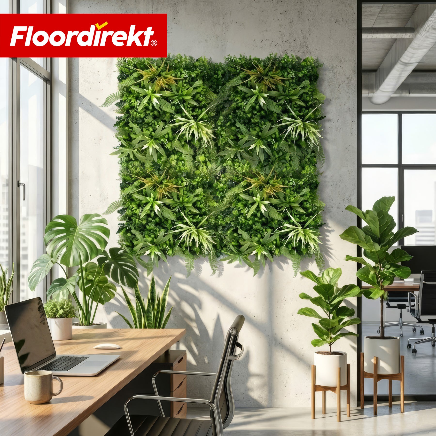 Mur végétal | Fire Sky | Panneau de plantes artificielles naturel et sans entretien | Résistant au soleil & extensible grâce au système de clips | 50 × 50 cm