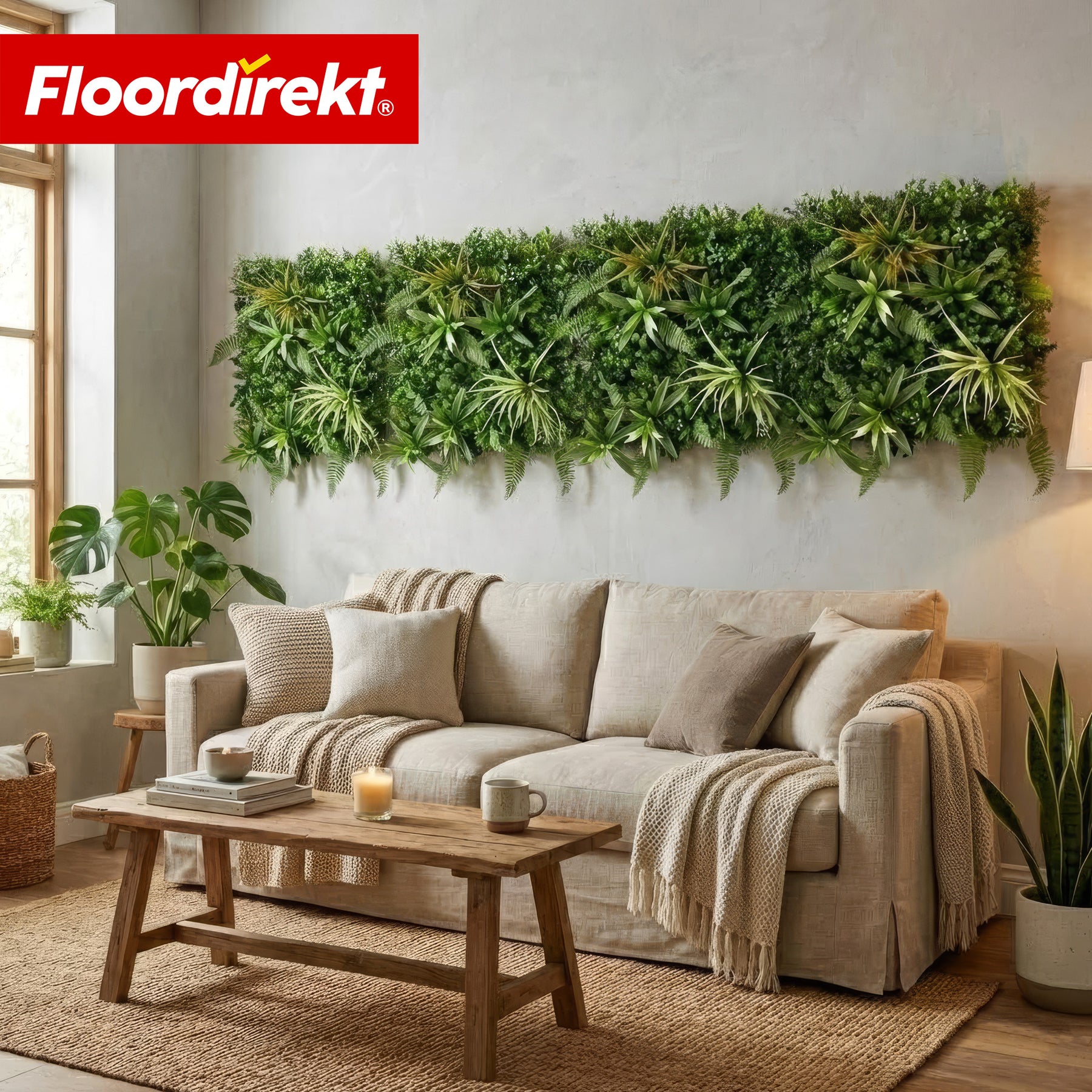 Mur végétal | Fire Sky | Panneau de plantes artificielles naturel et sans entretien | Résistant au soleil & extensible grâce au système de clips | 50 × 50 cm