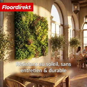 Mur végétal | Hera | Panneau de plantes artificielles naturel et sans entretien | Résistant au soleil & extensible avec système de clips | 100 × 100 cm