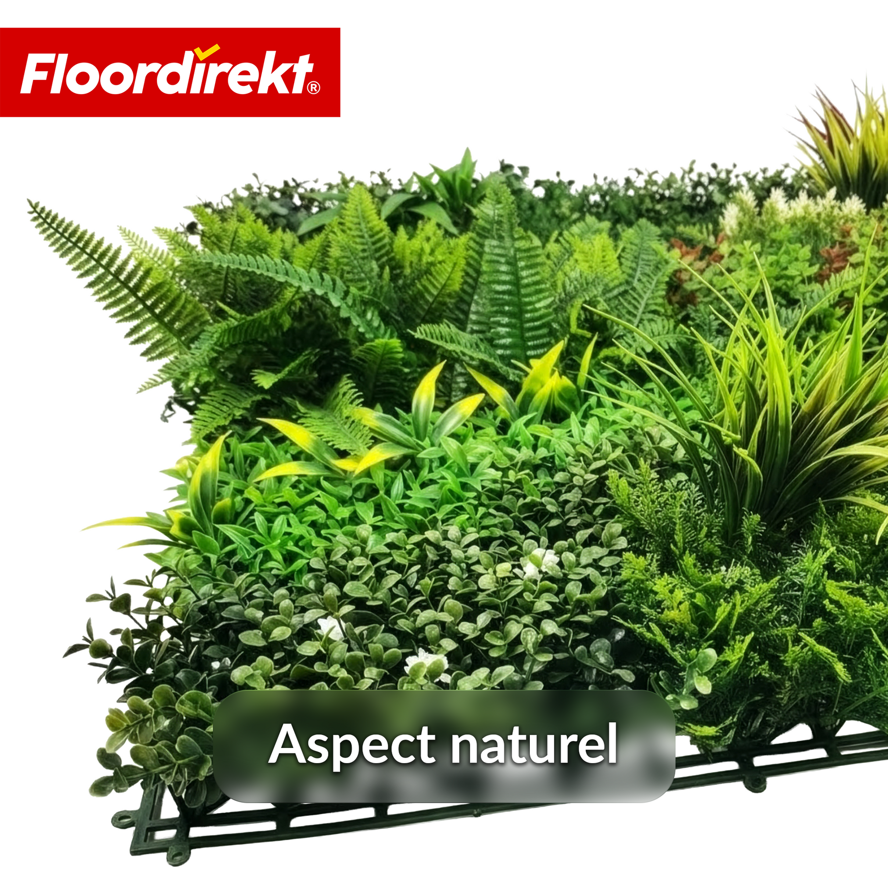 Mur végétal | Meadow | Panneau de plantes artificielles naturel, résistant au soleil & sans entretien | Système d’extension à clipser | 100 × 100 cm