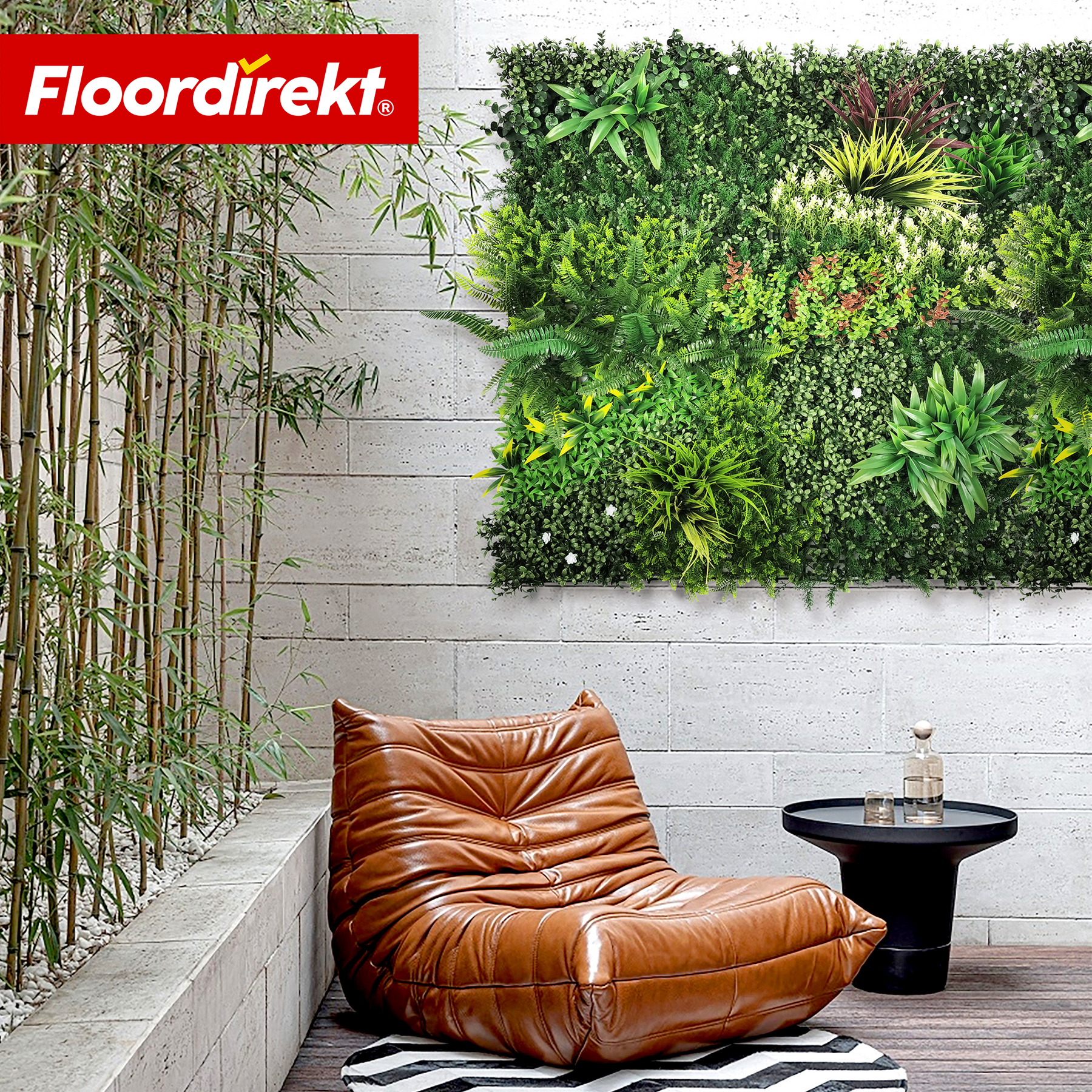 Mur végétal | Meadow | Panneau de plantes artificielles naturel, résistant au soleil & sans entretien | Système d’extension à clipser | 100 × 100 cm