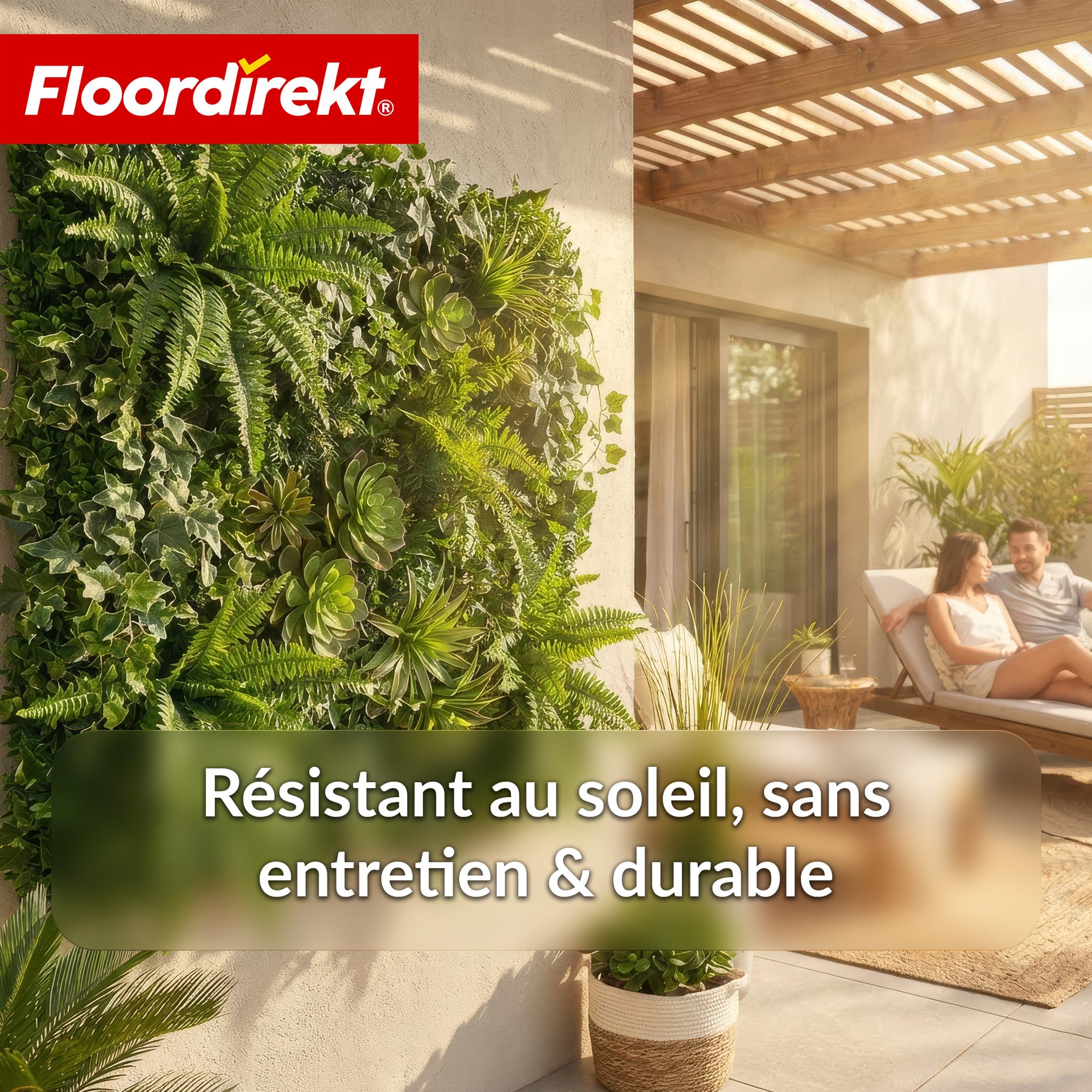 Mur végétal | Spring Garden | Panneau de verdure naturel et sans entretien | Résistant au soleil & extensible grâce au système de clips | 100 × 100 cm