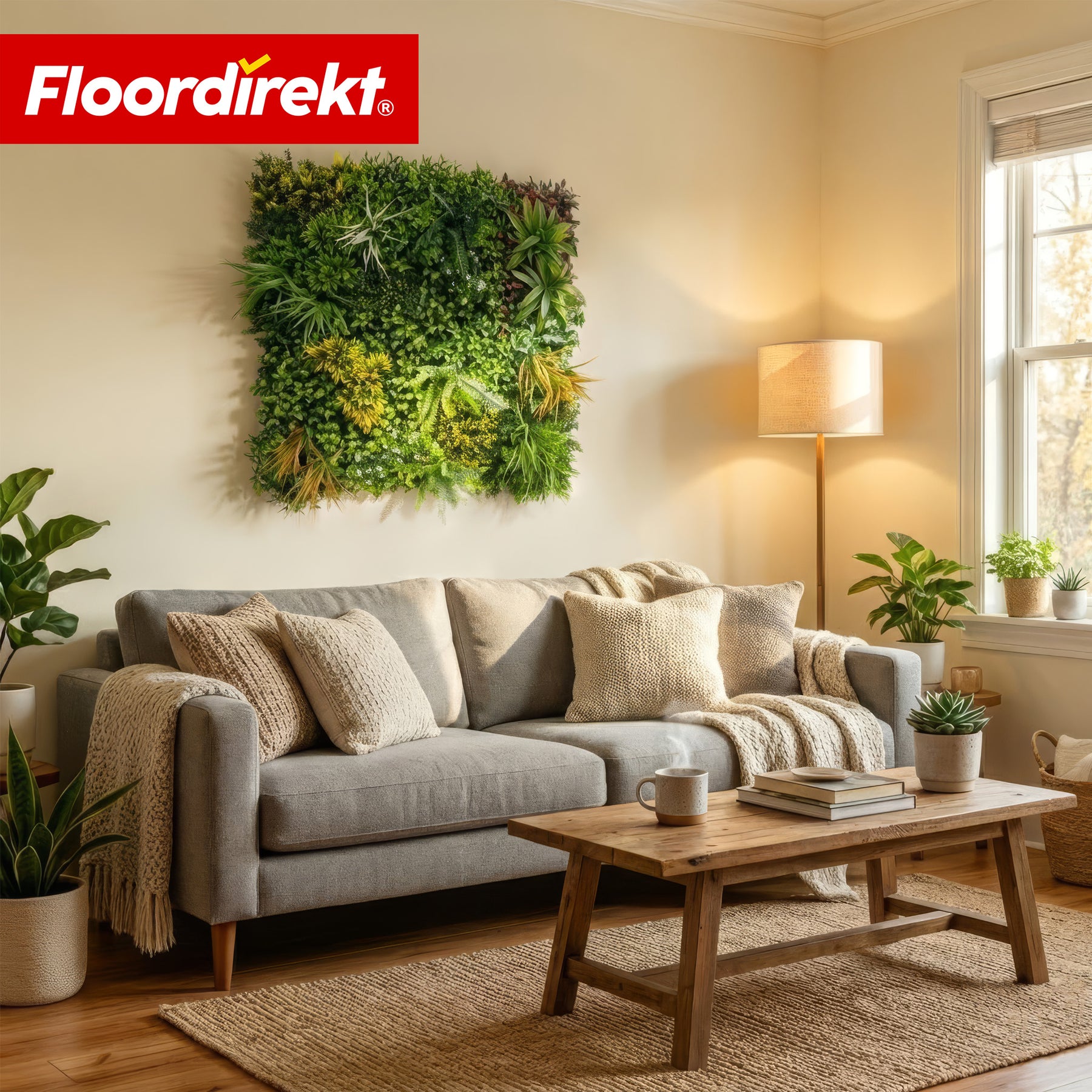 Mur végétal | Spring Garden | Panneau de verdure naturel et sans entretien | Résistant au soleil & extensible grâce au système de clips | 100 × 100 cm