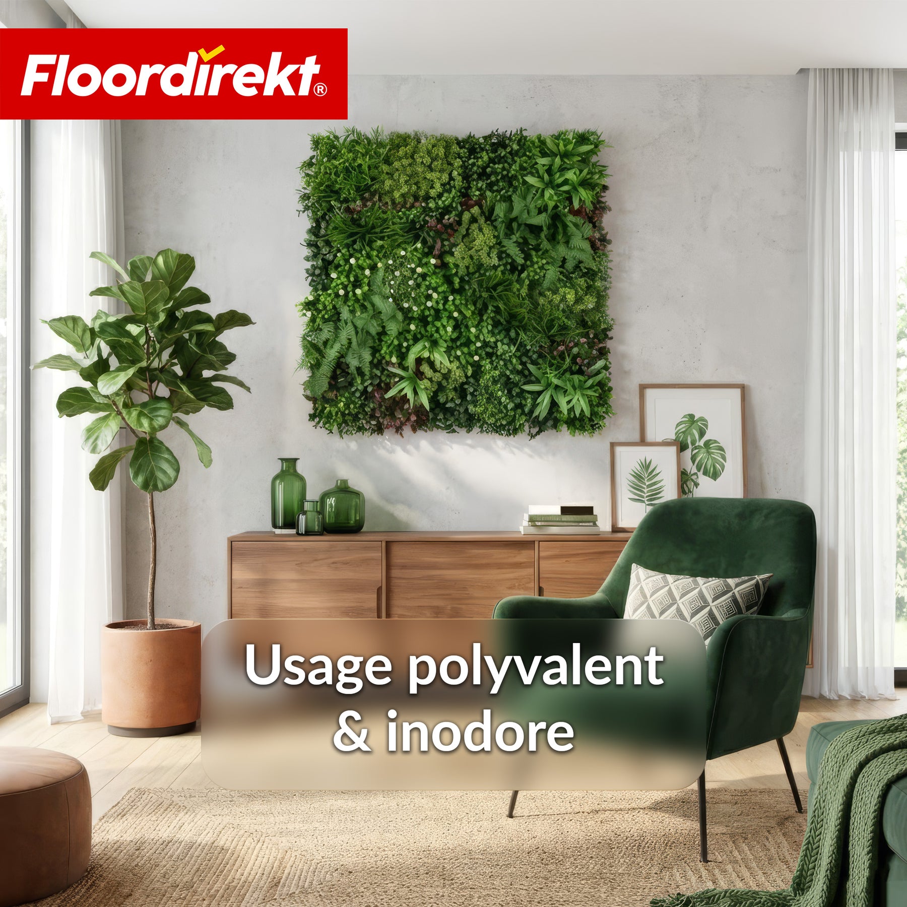 Mur végétal | Wonderland | Panneau de plantes artificielles réalistes | Stable, résistant au soleil & extensible | 100 × 100 cm