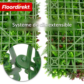 Mur végétal | Wonderland | Panneau de plantes artificielles réalistes | Stable, résistant au soleil & extensible | 100 × 100 cm