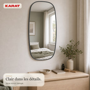 Miroir mural | Alina | Miroir moderne avec cadre en aluminium gris | 55 × 90 cm