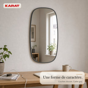 Miroir mural | Alina | Miroir moderne avec cadre en aluminium gris | 55 × 90 cm