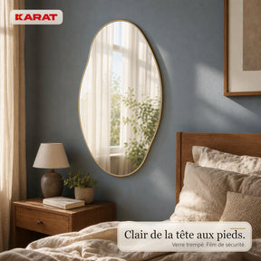 Miroir mural | Lena | Miroir organique avec cadre en aluminium champagne | 60 × 90 cm