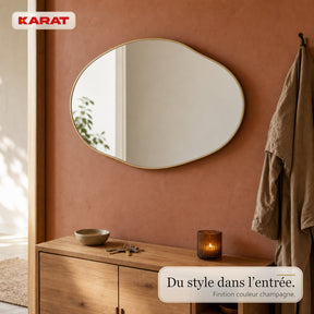 Miroir mural | Lena | Miroir organique avec cadre en aluminium champagne | 60 × 90 cm