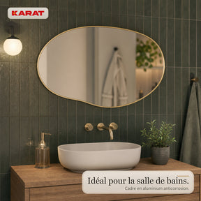 Miroir mural | Lena | Miroir organique avec cadre en aluminium champagne | 60 × 90 cm